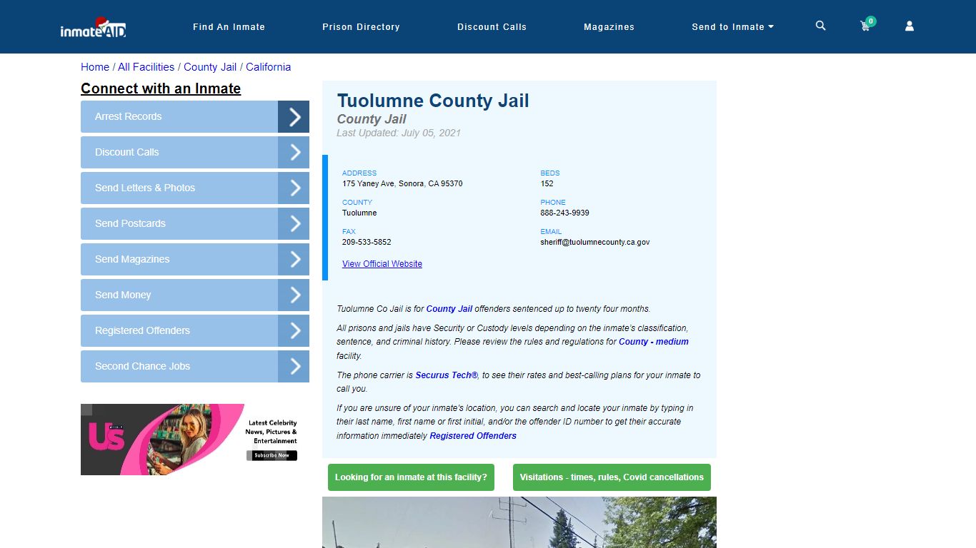 Tuolumne County Jail - Inmate Locator - Sonora, CA