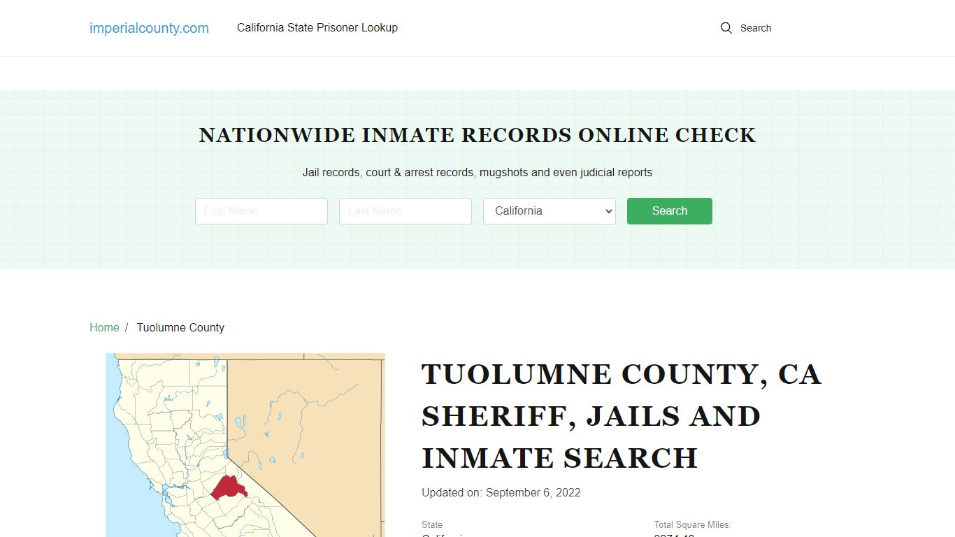 Tuolumne County, CA Sheriff, Jails and Inmate Search